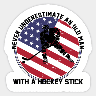 Old man with Hockey Stick Sticker